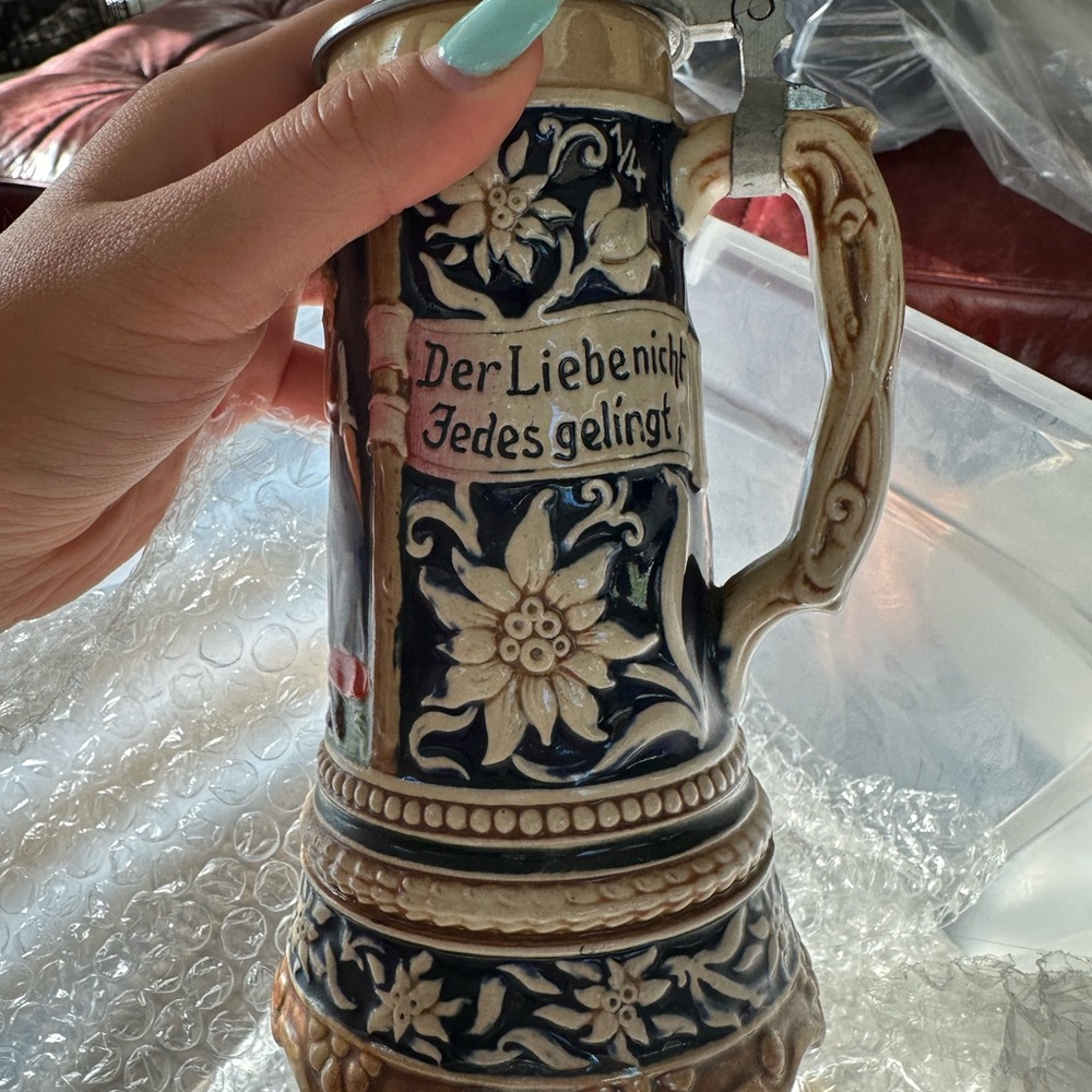 Vintage German Beer Stein Lidded